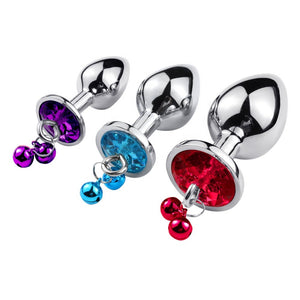New Arrivals Butt Plug with Jewel and Bells Silver Metal Anal Plug Anal sex toys