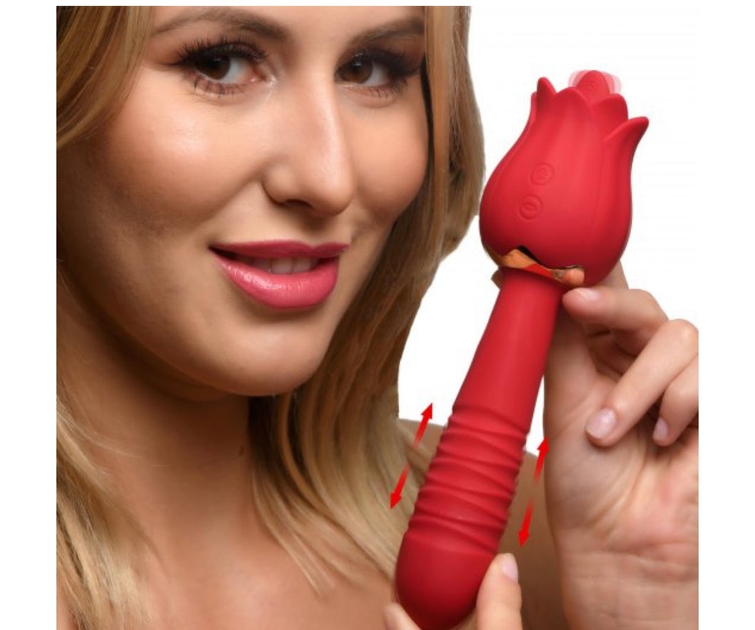 Racy Rose Thrusting and Licking Rose Vibrator