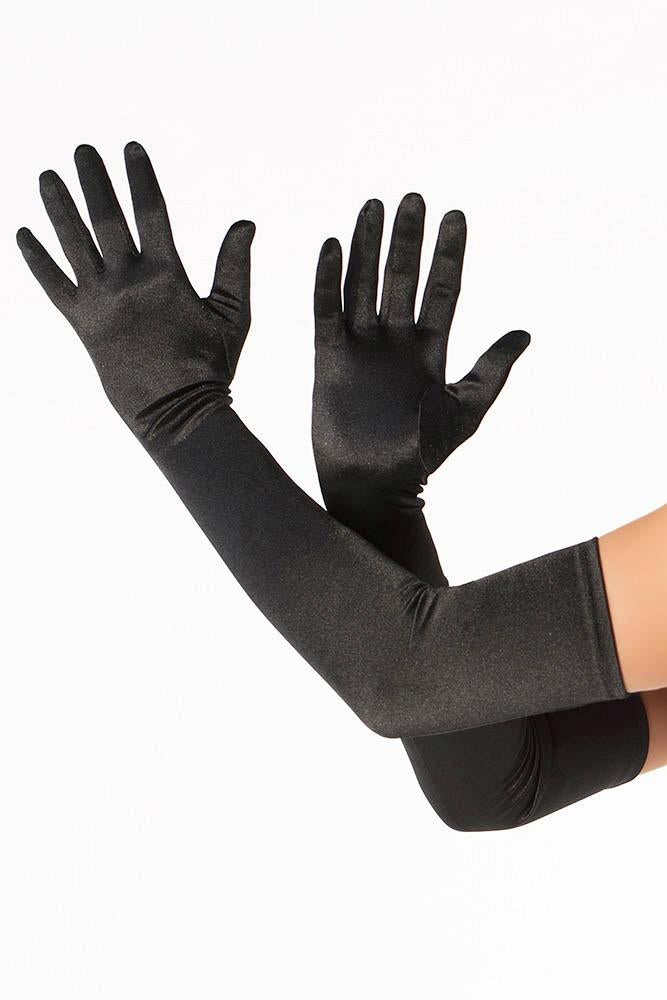 Black Satin Lycra Gloves